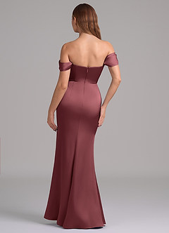 Azazie Miley Jurken voor bruidsmeisjes Converteerbaar Jurk van Stretch Satijn met Zeemeermin Off the Shoulder Merlot image7