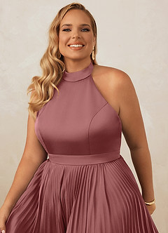 Christian Siriano Bridal for Azazie 1007 Bridesmaid Dresses Amethyst A-Line Pleated Stretch Satin Dress image14