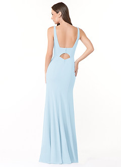 Azazie Arwen Bridesmaid Dresses Sky Blue Sheath Side Slit Stretch Crepe Dress image2