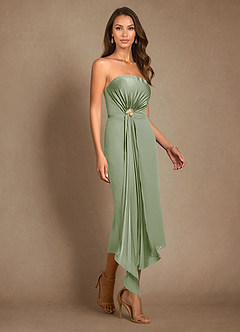 Azazie Dinanta Mother of the Bride Dresses Dusty Sage Column Pleated Chiffon Dress image7