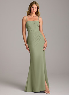 Azazie Chantel Bridesmaid Dresses Pistachio Sheath Strapless Chiffon Convertible Dress image4