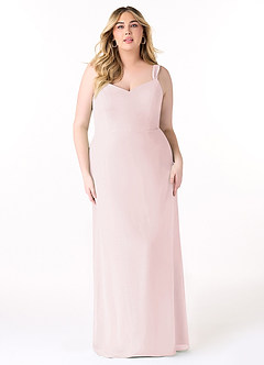 Azazie Denice Jurken voor bruidsmeisjes Jurk van Chiffon met Kolom Geplooid Blozend Roze image9