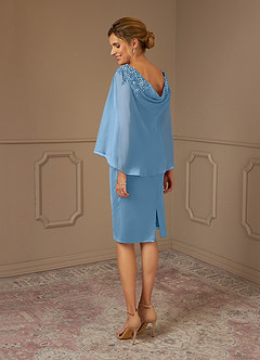 Azazie Carmela Mother of the Bride Dresses Steel Blue Sheath Lace Chiffon Dress image3