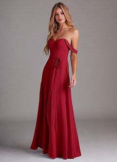 Azazie Aaron Final Sale Scarlet A-Line Off the Shoulder Chiffon Convertible Dress image5