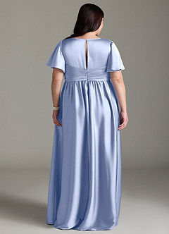Azazie Verna Maternity Bridesmaid Dresses A-Line Ruched Stretch Satin Floor-Length Dress image11