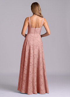 Azazie Shaude Bridesmaid Dresses Rosette A-Line Pleated Floral Burnout Dress image2