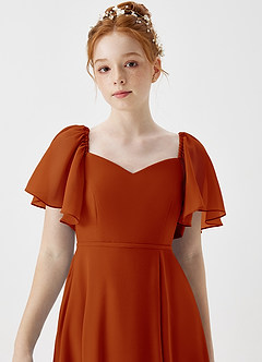 Azazie Chloe Junior Paprika A-Line Sweetheart Neckline Chiffon Dress image6