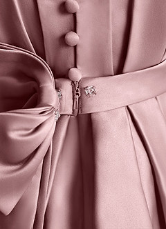 Azazie Miriam Flower Girl Dresses Dusty Rose Ball-Gown Pleated Matte Satin Dress image10