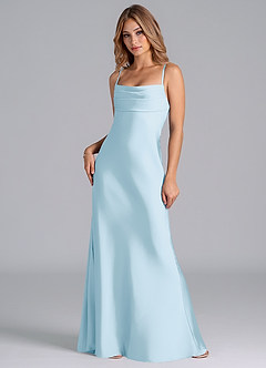 Azazie Seema Brautjungfernkleider Meerjungfrau-Linie Korsett Stretch-Satin Kleid Himmelblau image3