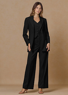 front Rowan Black Refined Weave Performance 2-Piece Suit
