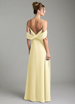 Azazie Mercedes At-home Try On Dresses Lemon Sorbet A-Line Off the Shoulder Chiffon Dress image2