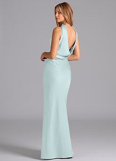 Azazie Lusinda Bridesmaid Dresses Sea Glass Mermaid Strapless Stretch Satin Dress image2
