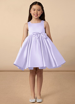 Azazie Bo Peep Flower Girl Dresses Lilac A-Line Bow Matte Satin Dress image1
