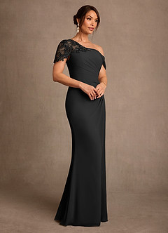 Azazie Sally Abiti per la Madre della Sposa Abito Tubino in Chiffon Pizzo Nero image2
