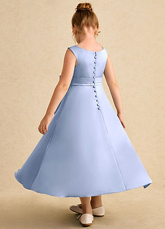 Azazie Eve Abiti da Ragazza di Fiori Abito A-Line in Raso Opaco Plissettato Ghiaccio image5