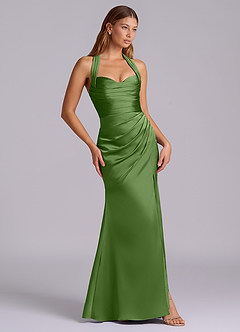 Azazie Destiny Bridesmaid Dresses Basil Mermaid Sweetheart Neckline Stretch Satin Dress image3