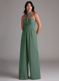 Azazie Lamara Bridesmaid Dresses Eucalyptus Off the Shoulder Chiffon Convertible Jumpsuit image8