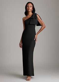 Azazie Yuanna Bridesmaid Dresses Black Mermaid One Shoulder Chiffon Dress image1