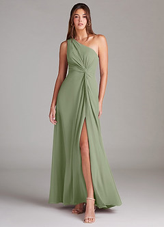 Azazie Brooke Bridesmaid Dresses Pistachio A-Line One Shoulder Chiffon Dress image1