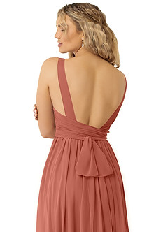 Azazie Kora Bridesmaid Dresses Clay A-Line Pleated Chiffon Dress image5