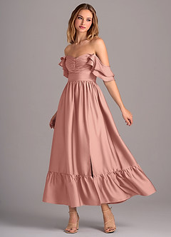 Azazie Anaya Bridesmaid Dresses Rosette A-Line Sweetheart Neckline Stretch Satin Convertible Dress image3