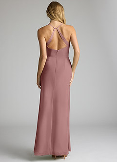 Azazie Becca Bridesmaid Dresses Desert Rose Sheath V-Neck Chiffon Dress image5