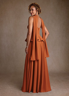 Azazie Josabeth vestidos de madre de la novia Vestido de Canela de Gasa de Corte en A con Plisado image6