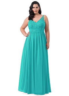 Azazie Amy Venta Final Vestido de Spa de Gasa de Corte En A con Encaje image15