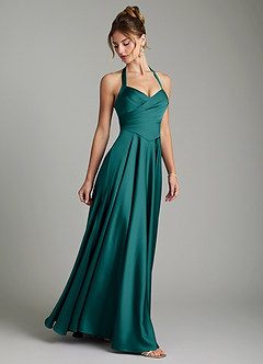 Azazie Tenaya Bridesmaid Dresses Peacock A-Line Sweetheart Neckline Stretch Satin Dress image6