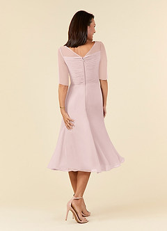 Azazie Naomi Mother of the Bride Dresses Blushing Pink A-Line Boatneck Pleated Chiffon Dress image2
