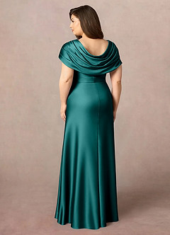 Azazie Branford Mother of the Bride Dresses Peacock A-Line Pleated Stretch Satin Dress image10