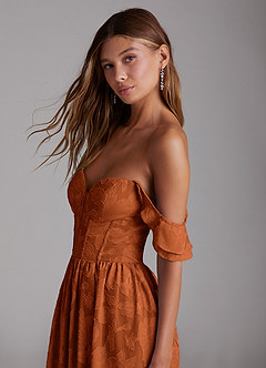 Azazie Denisse Suknie dla druhen Linia A Marszczony Kwiatowe wypalenie Do ziemi Sukienka image5