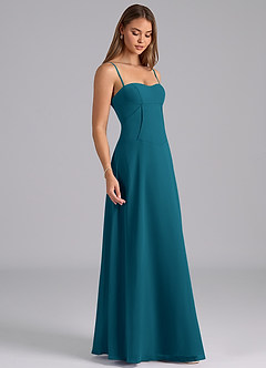 Azazie Valentine Bridesmaid Dresses Ink Blue A-Line Corset Chiffon Dress image5