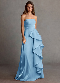 Kalista Mint Blue Satin Faced Chiffon Prom Dress image3