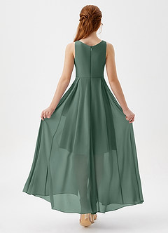 Azazie Lizette Junior Sea Moss A-Line Pleated Chiffon Dress image5