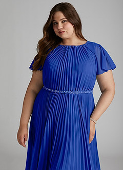 Azazie Kara vestidos de dama de honor modestos Vestido de Corte En A Plisado Hasta el suelo Gasa image15