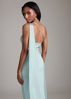 Azazie Juniper Brudtärnklänningar Klä av Sjöjungfru i Stretch Satin Ena axeln Dimma image2