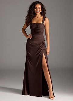 Azazie Jesaphine Bridesmaid Dresses Ganache Sheath Bow Chiffon Dress image4