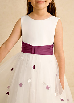 Azazie Cricket vestidos de niña de las flores Vestido de Marfil Mora de Satin Mate de Corte Princesa con Plisado image8