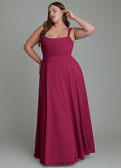 Azazie Shaude Bridesmaid Dresses Burgundy A-Line Pleated Chiffon Dress image3