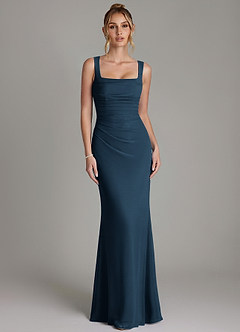Azazie Agustina Bridesmaid Dresses Dark Navy Mermaid Corset Chiffon Dress image5