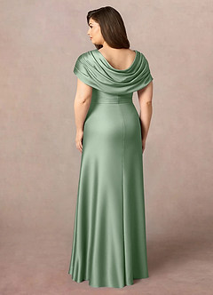 Azazie Branford Mother of the Bride Dresses Matcha A-Line Pleated Stretch Satin Dress image10