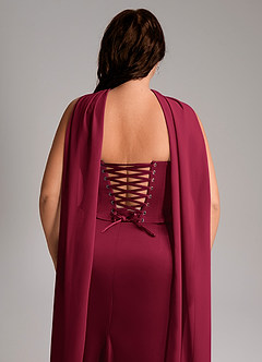 Azazie Sorrel Bridesmaid Dresses Burgundy Mermaid Strapless Stretch Satin Convertible Dress image11