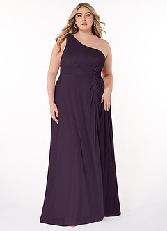 Azazie Brooke Jurken voor bruidsmeisjes Jurk van Mesh met A-Lijn One-Shoulder Pruim image6