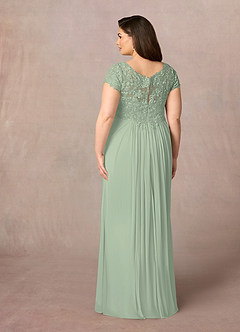 Azazie Macy Mother of the Bride Dresses Dusty Sage A-Line V-Neck Sequin Lace Lace Dress image8