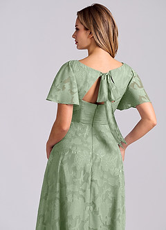 Azazie Kimber 신부 들러리 드레스 A라인 포켓이 있는 플로럴 번아웃 바닥 길이 드레스 image2