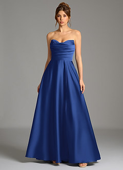 Azazie Ayla Suknie dla druhen Linia A Gorset Satyna elastyczna Do ziemi Sukienka image3