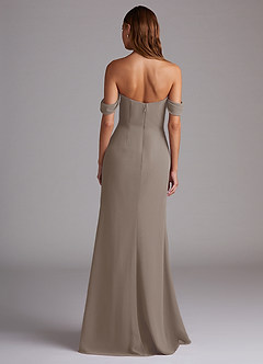 Azazie Saige Bridesmaid Dresses Taupe A-Line Off the Shoulder Chiffon Convertible Dress image7