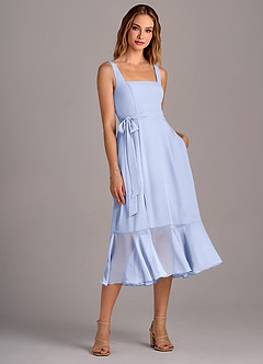 Azazie Deb Bridesmaid Dresses Ice A-Line with Pockets Chiffon Convertible Dress image4