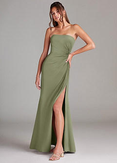 Azazie Aliani Bridesmaid Dresses Pistachio Sheath Strapless Chiffon Convertible Dress image4